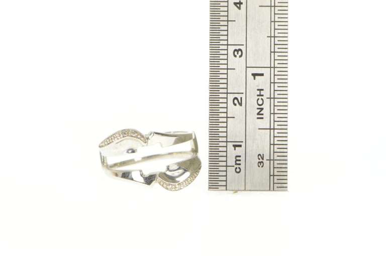 10K White Gold Diamond Inset Wrap Wedding Band Guard Ring