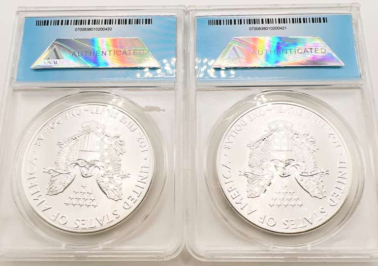 5 MS69 ASE silver coins