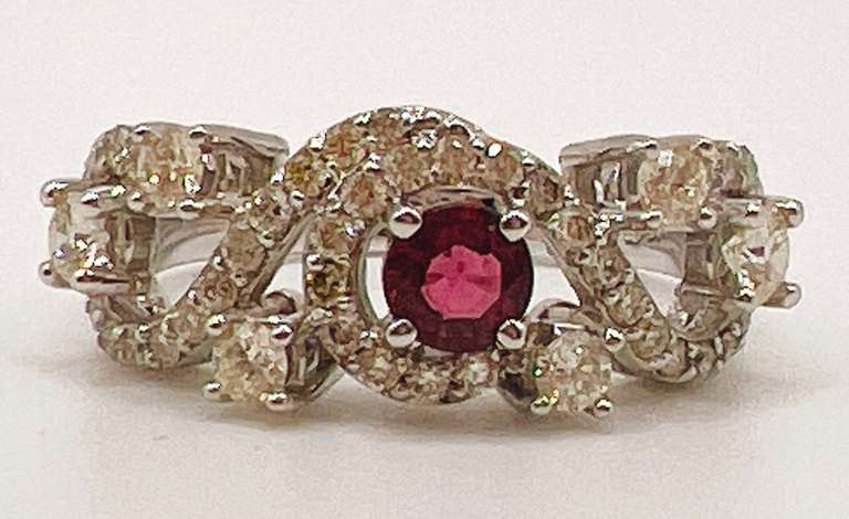 14kt Solid White Gold, Pink Tourmaline, & Diamond Ring