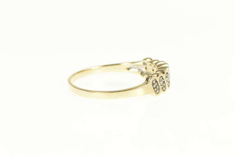14K Yellow Gold Oval Pattern Diamond Statement Band Ring