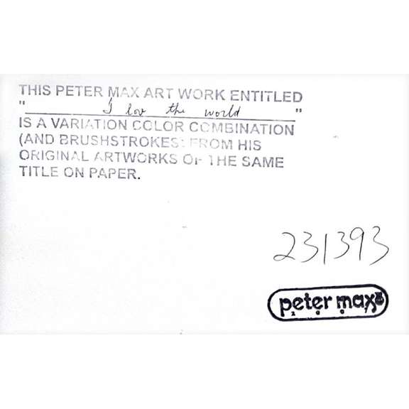 Peace 2000: I Love the World Original by Peter Max