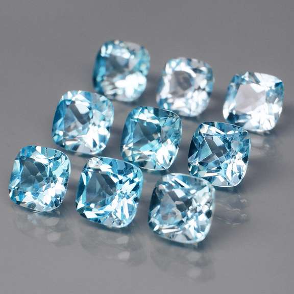 Great quality 10.77ct 9 pc sky blue Topaz set