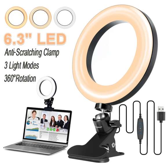 6.3 inch Ring Light 3 Light Modes Stepless Adjustable