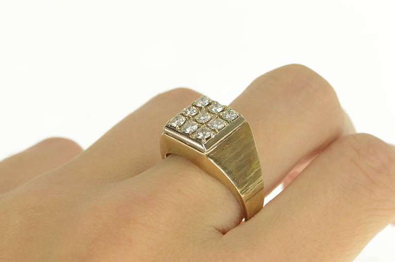14K Yellow Gold 1960's 1.00 Ctw Squared Men's Statement Ring