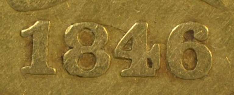 Rare 1846/5-O No Motto $10 Liberty Gold Piece