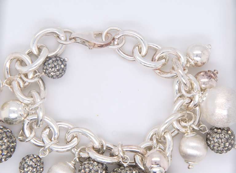 925 Sterling Silver Ball Charms Bracelet