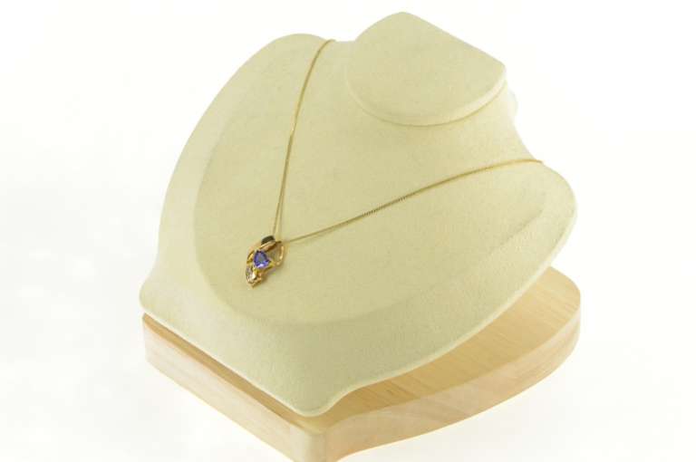 14K Yellow Gold 0.84 Ctw Trillion Tanzanite Diamond Loop Pendant