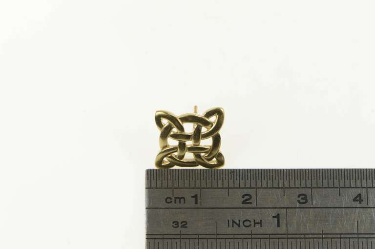 9K Yellow Gold Square Celtic Knot Trad. Irish Single Stud Earring
