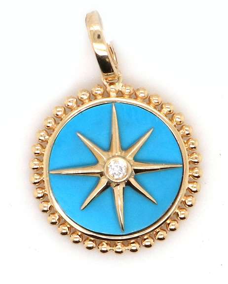New Doves By Doron Paloma 1.91ct Turquoise and 0.02ct Diamond Pendant in 14K