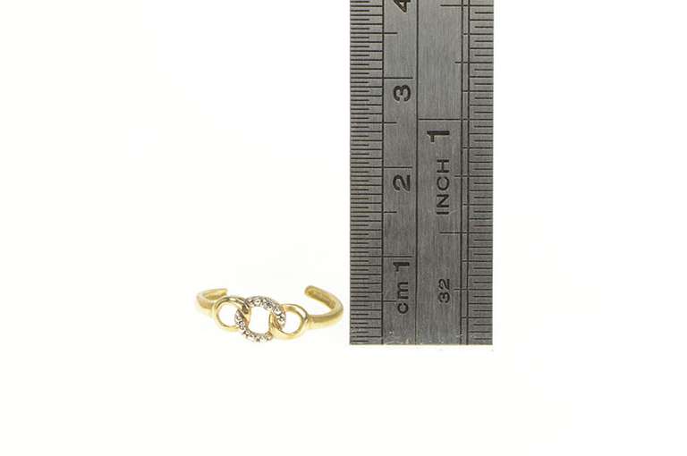 10K Yellow Gold Chain Link Pattern Diamond Accent Toe Ring