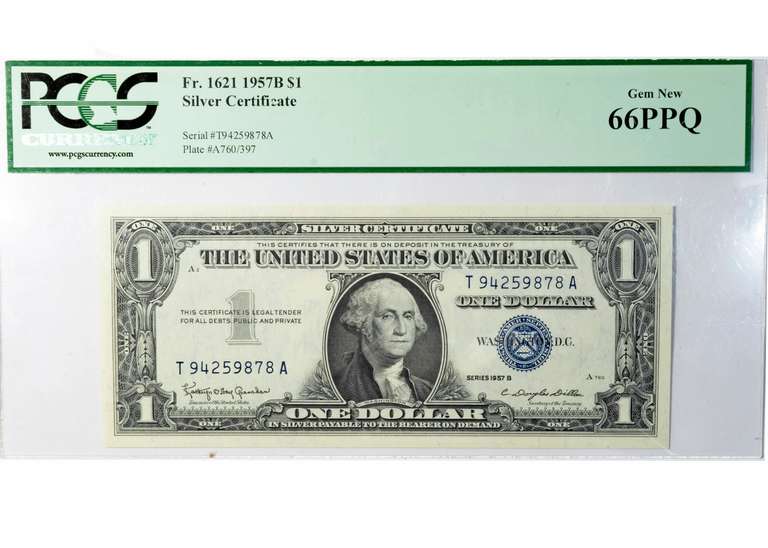 $1 1957 B  Star Silver Certificate PMG 66 Gem New PPQ