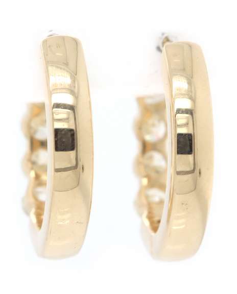 New 1.97ctw Diamond Five Stone Oval Hoop Earrings in 14K