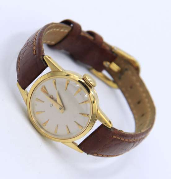 Vintage Omega Round Face Manual Wind Brown Leather Band Watch
