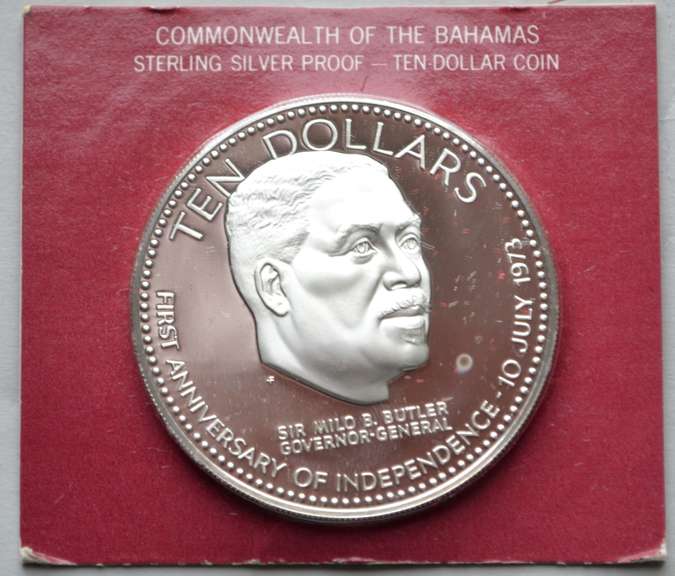 $10 1974 Silver Bahamas Independence Day Coin