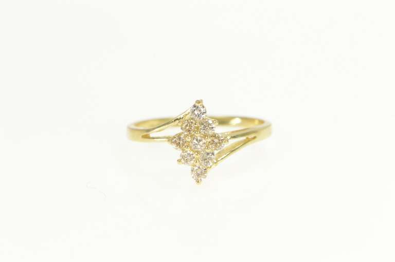14K Yellow Gold Squared Classic Cluster Statement Ring