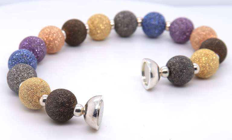 Italian 925 Sterling Silver Milop Multi Color Bracelet