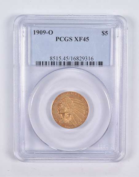 XF45 1909-O $5 Indian Head Gold Half Eagle PCGS