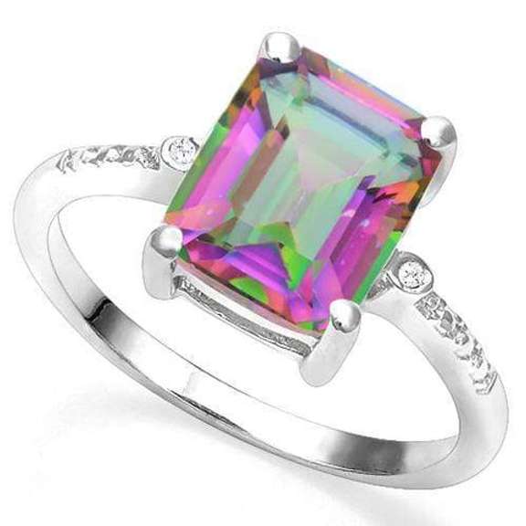 3.00CT MYSTIC GEMSTONE SILVER RING