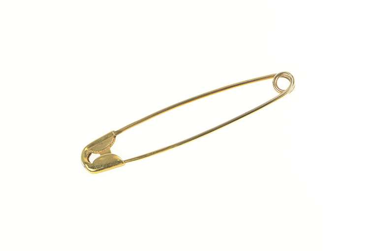 14K Yellow Gold Safety Pin Simple Diaper Bar Pin/Brooch