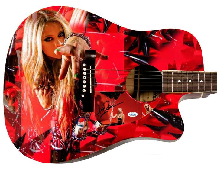 Avril Lavigne Wild Child Autographed Custom Graphics Photo Guitar ACOA