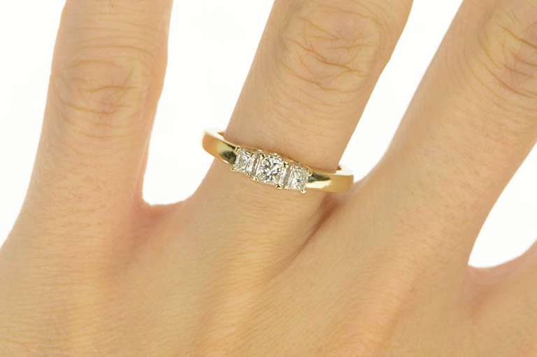 14K Yellow Gold 0.50 Ctw Princess Diamond Engagement Ring