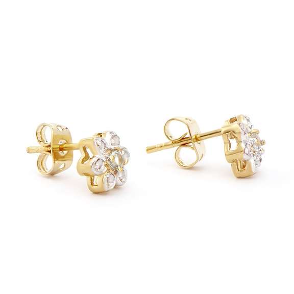 Plated 18KT Yellow Gold 0.28cts Blue Topaz and Diamond Earrings