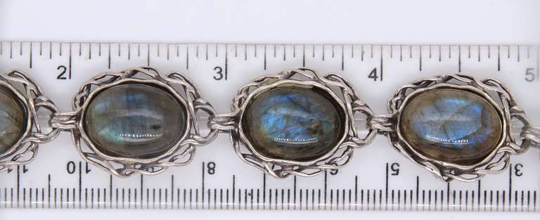 Vintage 925 Sterling Silver Israel Abalone Bracelet