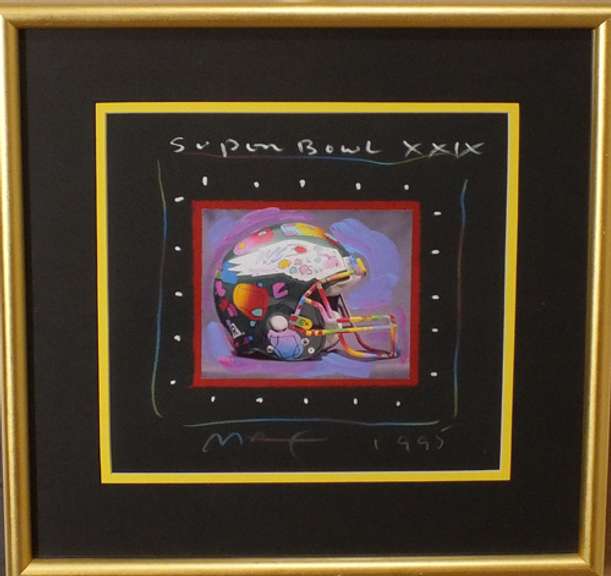 Extremely Rare original painting by Peter Max. "Super Bowl XXIX"Eagles 1995