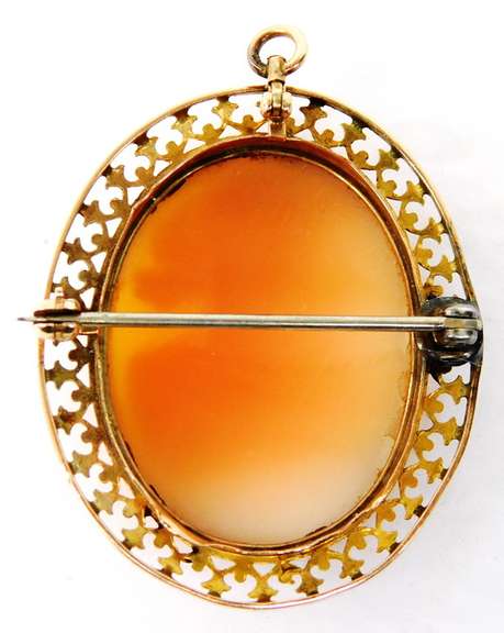 Antique Large 10K Gold Cameo Pin/Pendant