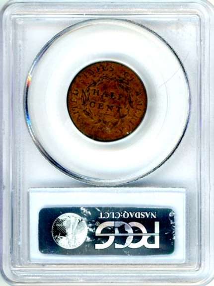 1825 Classic Head Half Cent in PCGS AU50 CAC