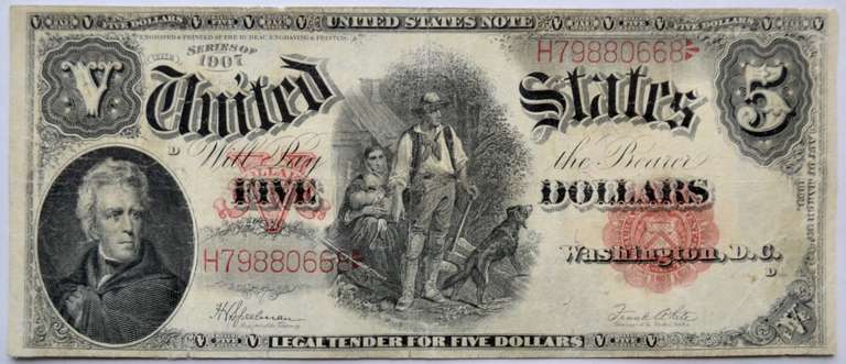 $5 Series of 1907 Axeman US Note