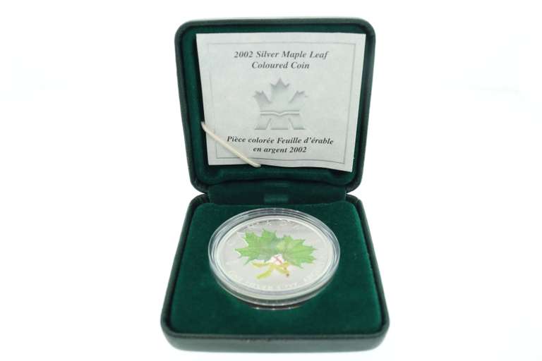 1oz silver maple leaf coloured coin