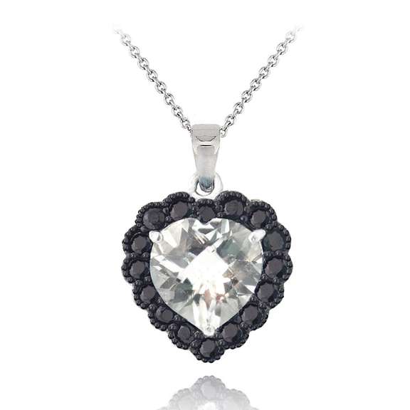 4ct White Topaz & Black Spinel Necklace in Sterling Silver