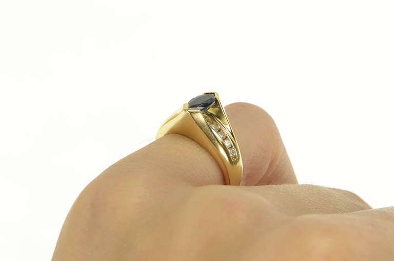 14K Yellow Gold Natural Sapphire Diamond Engagement Ring