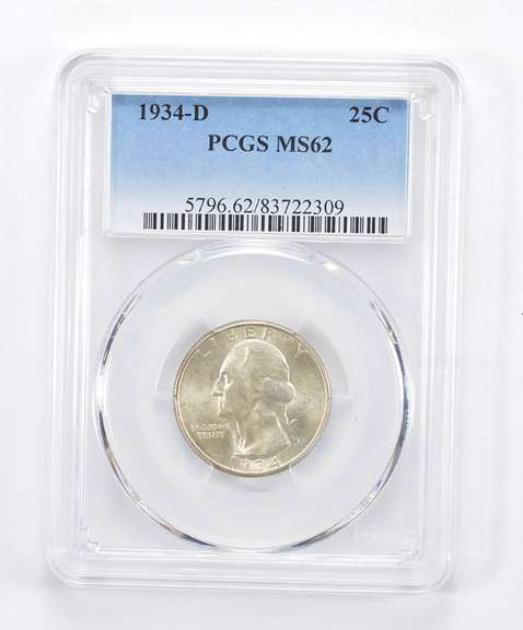 MS62 1934-D Washington Quarter - Graded PCGS