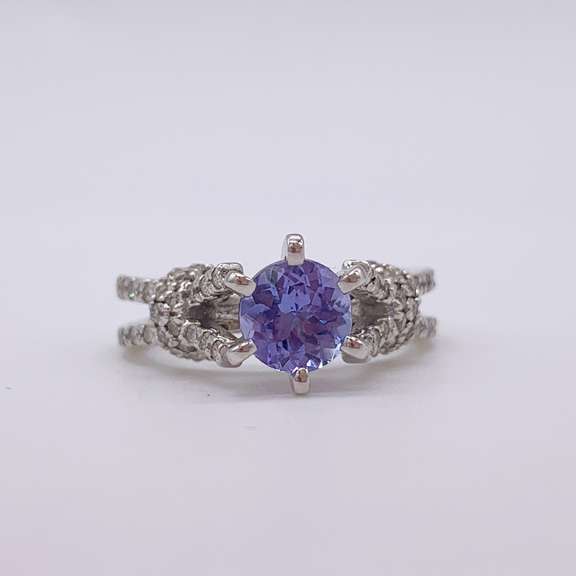 14kt Solid White Gold, Tanzanite, & Diamond Ring