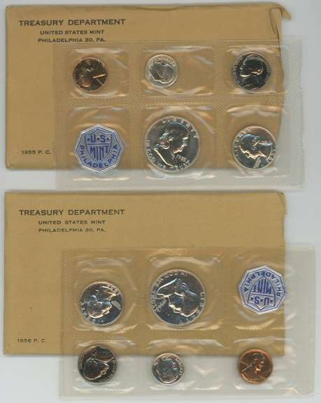 1955 & 1956 Gem Proof Sets in the Flat Pack envelopes