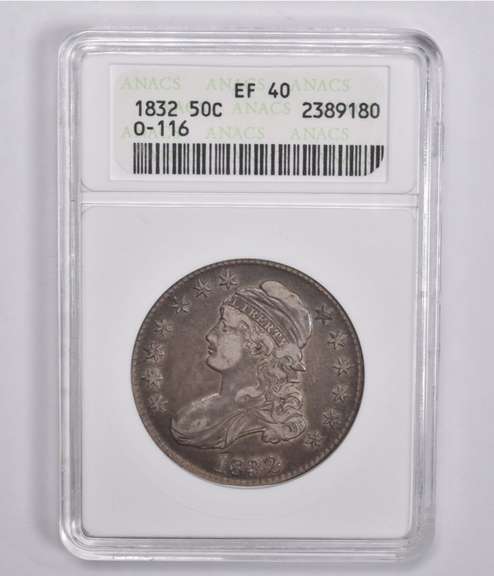 EF40 1832 Capped Bust Half Dollar O-116 ANACS