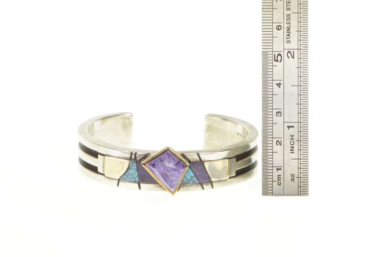 Sterling Silver Navajo Ronnie Joe Henry 14k Sugilite Cuff Bracelet