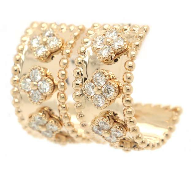New 1.07ctw Diamond Clover Half Hoop Earrings in 14K