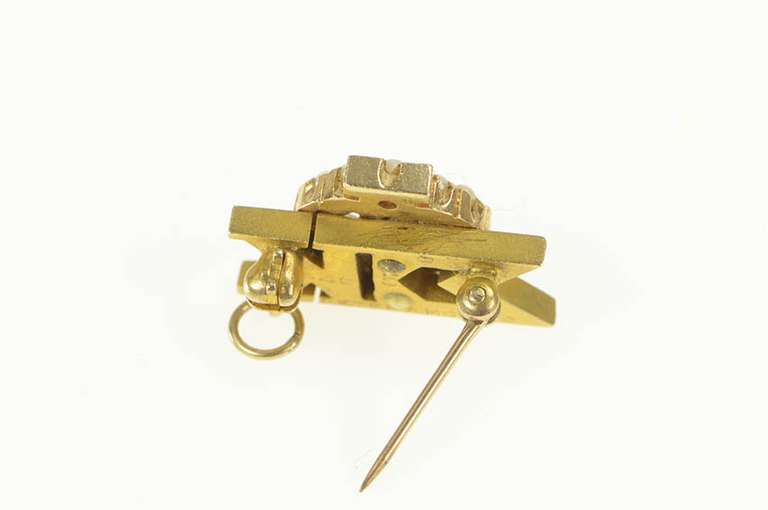 10K Yellow Gold Victorian Phi Sigma Kappa Seed Pearl Lapel Pin/Brooch
