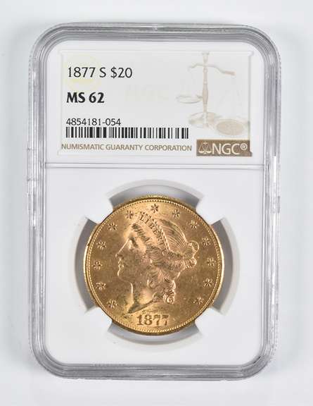 MS62 1877-S $20 Liberty Head Gold Double Eagle NGC
