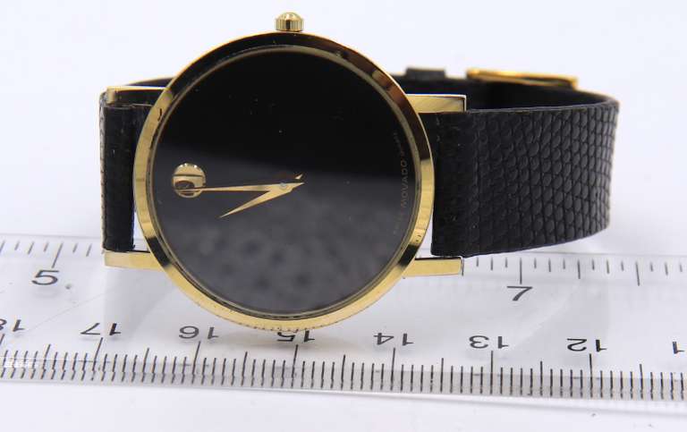 Movado Museum Quartz Watch with Black Leather Strap