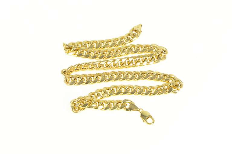10K Yellow Gold 11.2mm Curb Chain Thick Heavy Link Necklace