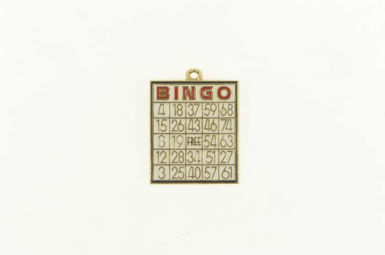 14K Yellow Gold Bingo Enamel Game Board Charm/Pendant