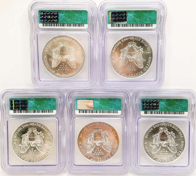 5 MS69 ASE silver coins