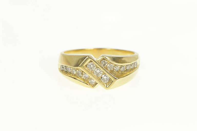 14K Yellow Gold 0.68 Ctw Squared Diamond Men's Bypass Ring