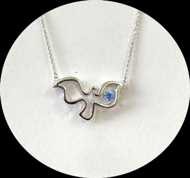 Sterling silver & Blue Center Dancing Stone Dove Pendant