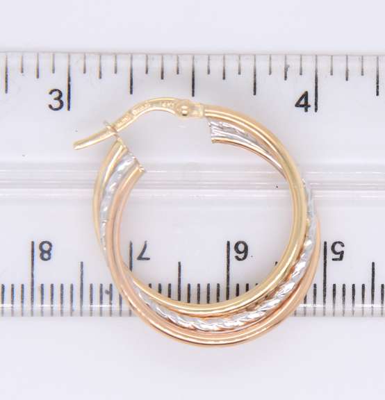 Handsome 2 Tone Gold Hoop Earrings
