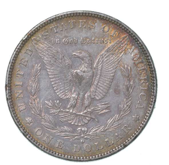1880-O Morgan Silver Dollar Rainbow Toned INSANE